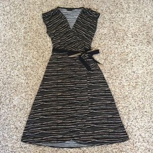 BCBGMaxAzria Black and Brown Striped Midi Dress